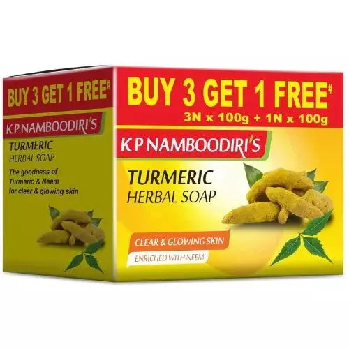K P Namboodiri's Turmeric Herbal Soap- 100g Each (4 Pieces) K P Namboodiri's Turmeric Herbal Soap- 100g Each (4 Pieces)