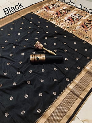 Kanchipuram Silk Saree-Black