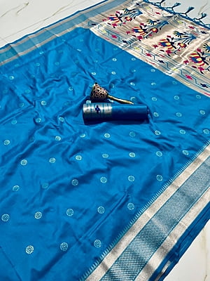 Kanchipuram Silk Saree-Blue