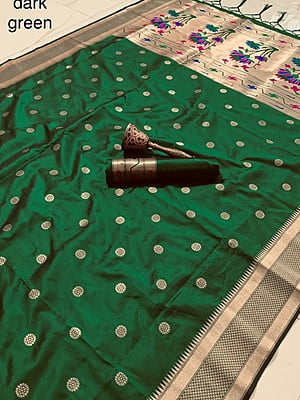 Kanchipuram Silk Saree-BottleGreen