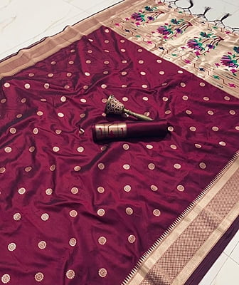 Kanchipuram Silk Saree-Brown