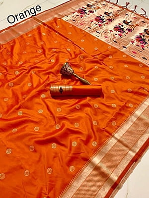 Kanchipuram Silk Saree-Orange
