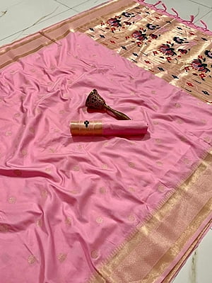 Kanchipuram Silk Saree-Pink