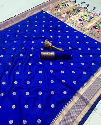Kanchipuram Silk Saree-RoyalBlue