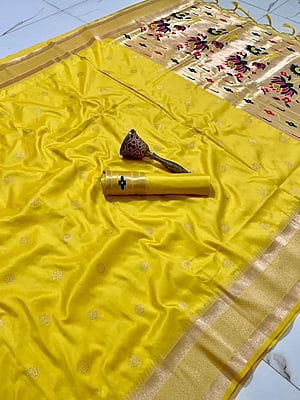 Kanchipuram Silk Saree-Yellow