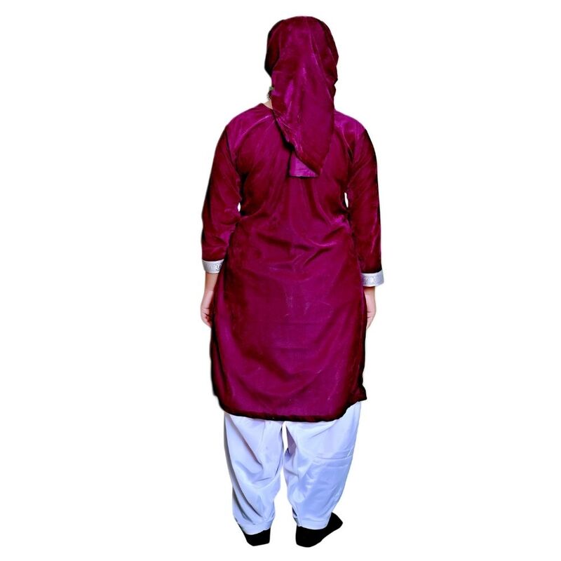 Kashmiri Dance Fancy Dress Wine & White Kashmiri Dance Fancy Dress Wine & White
