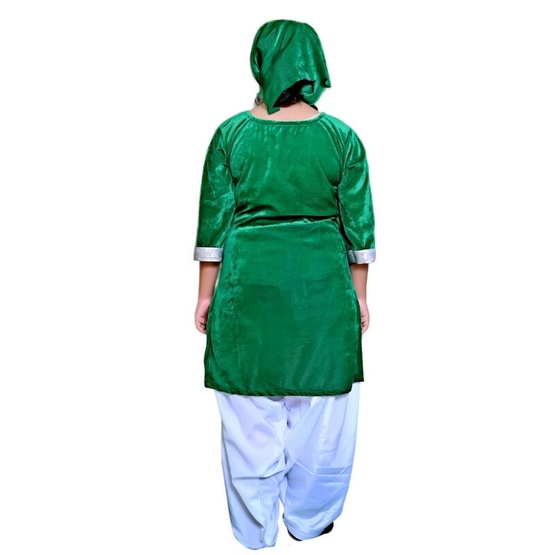 Kashmiri Dance Fancy Dress for Girls Green & White Kashmiri Dance Fancy Dress for Girls Green & White
