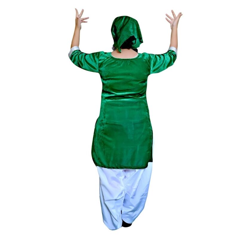 Kashmiri Dance Fancy Dress for Girls Green & White Kashmiri Dance Fancy Dress for Girls Green & White