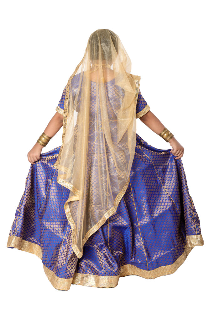Girls Kathak Dance Fancy Dress Costume – Blue & Golden Combination