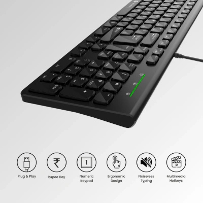 Portronics KI-PAD 2 Wired Keyboard with Gaming Mode, 104 Keys, 1.5M Cable, Ergonomic Keys, Plug & Play (Black) Portronics KI-PAD 2 Wired Keyboard with Gaming Mode, 104 Keys, 1.5M Cable, Ergonomic Keys, Plug & Play (Black)