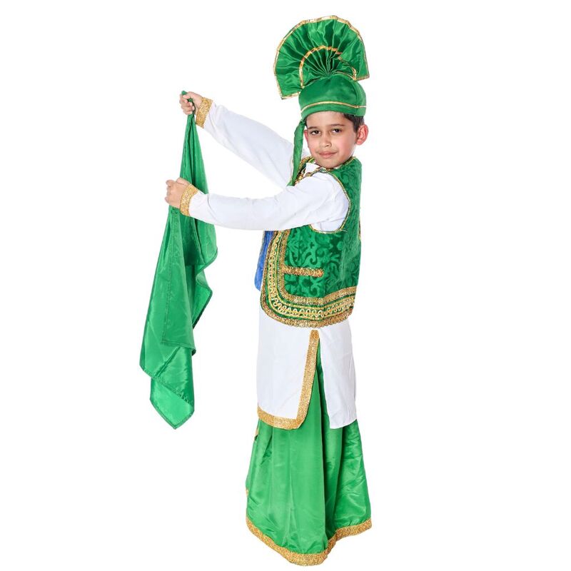 Kids Bhangra Dance Dress Green & White Kids Bhangra Dance Dress Green & White