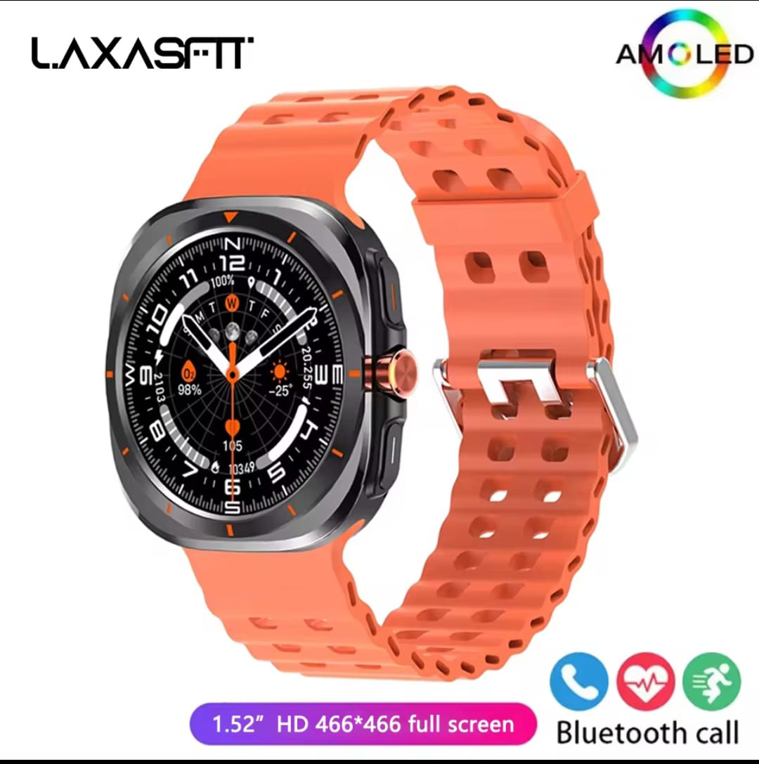 LAXASFIT GT7 Ultra Smart Watch – 1.52” AMOLED HD Display | Bluetooth Calling | Heart Rate & Health Monitor | Wireless Charging | IP68 Waterproof