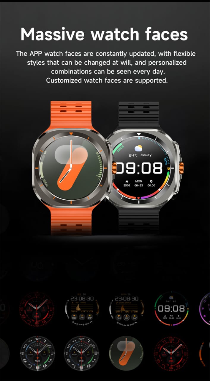 LAXASFIT GT7 Ultra Smart Watch – 1.52” AMOLED HD Display | Bluetooth Calling | Heart Rate & Health Monitor | Wireless Charging | IP68 Waterproof