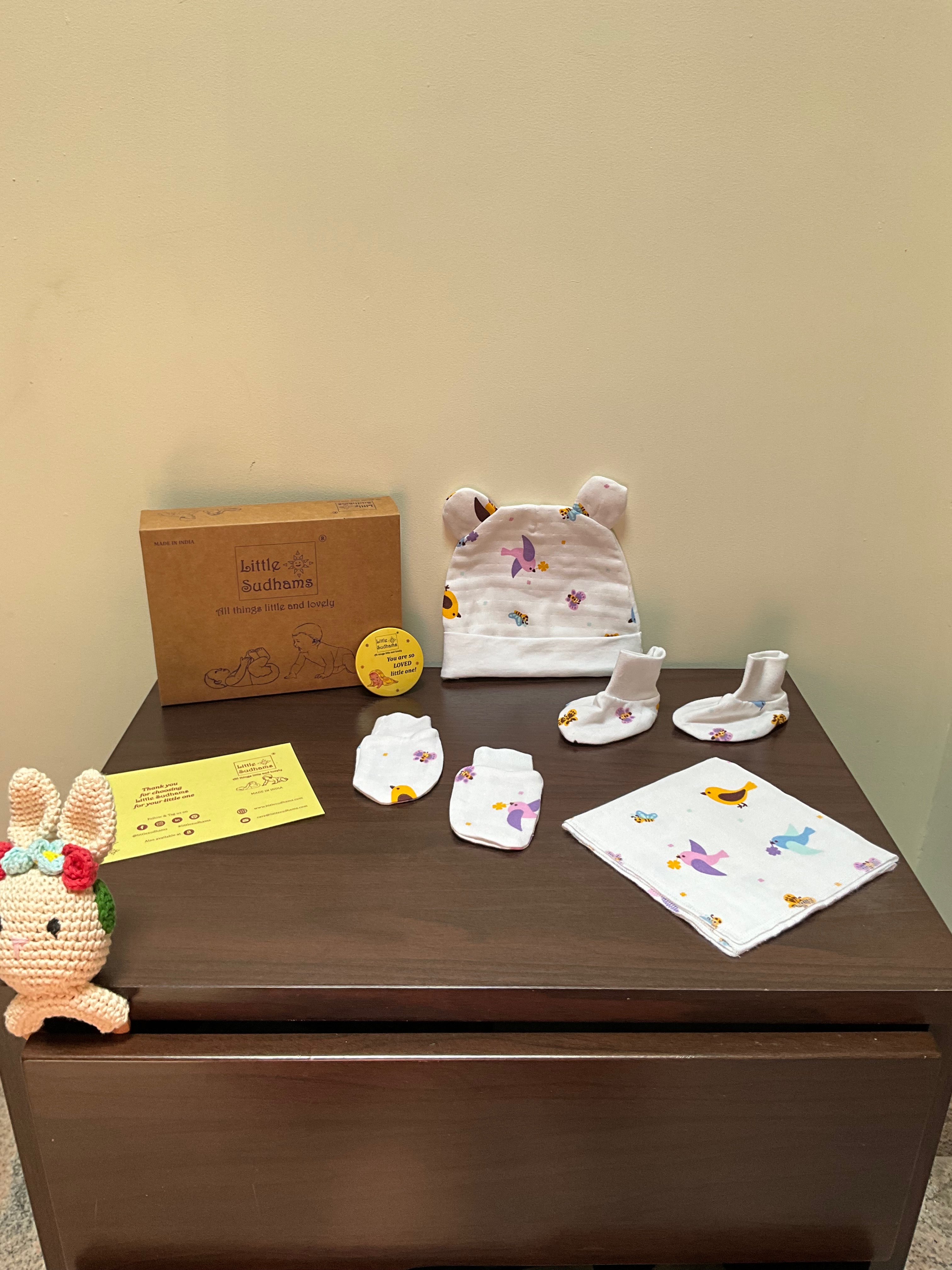 Muslin Cotton Newborn Baby Cap Set