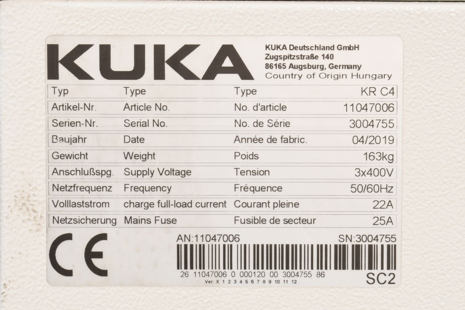 KUKA 10027576, KR 360 R2830, Schwerlast- Industrieroboter mit KRC4 Steuerung