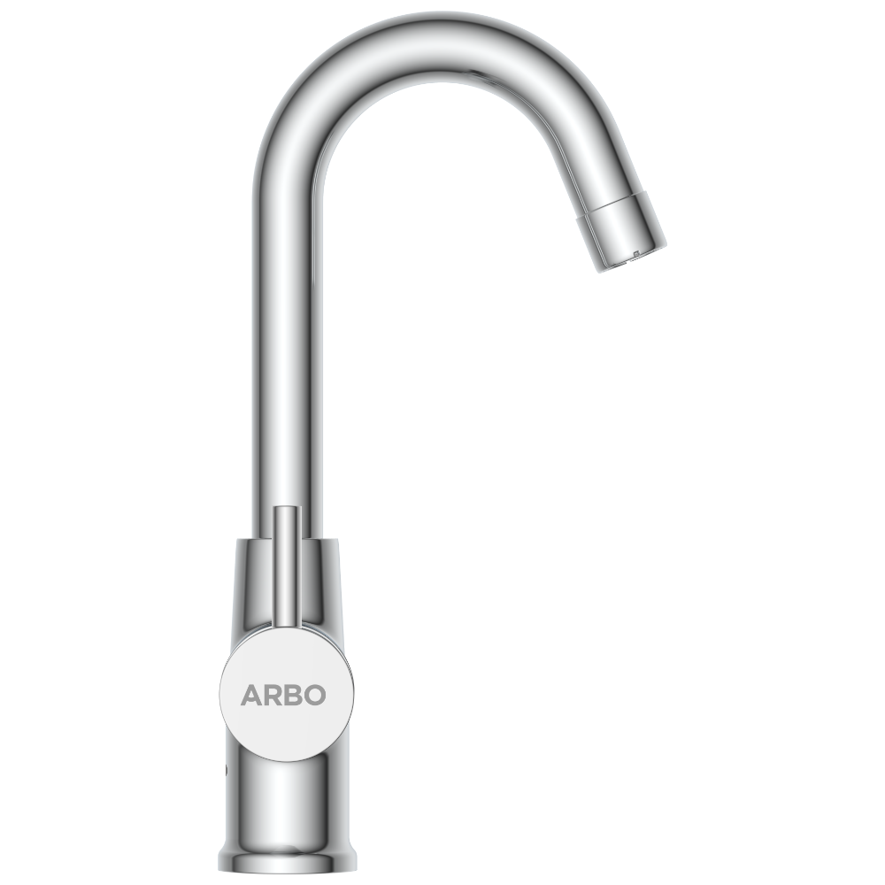 Lexus Center Hole Basin Mixer With Swinging Spout With Braided Hoses (Table Mounted Model)