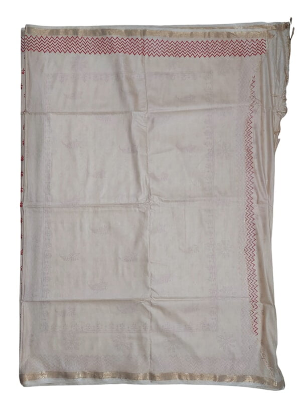 Lal Paar Durga Puja Bengali Katan Silk Saree for Women