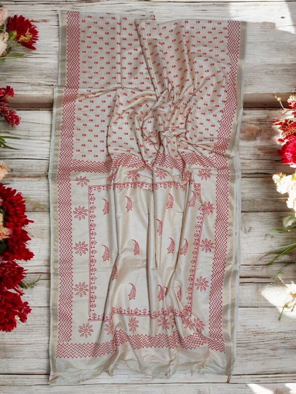 Lal Paar Durga Puja Bengali Katan Silk Saree for Women