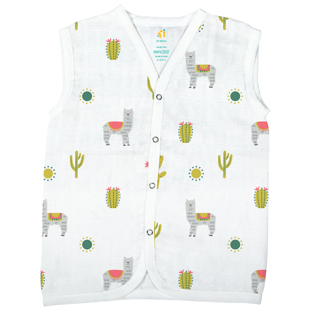 1st Step Muslin Button Jhabla - Small (0-3 Months)