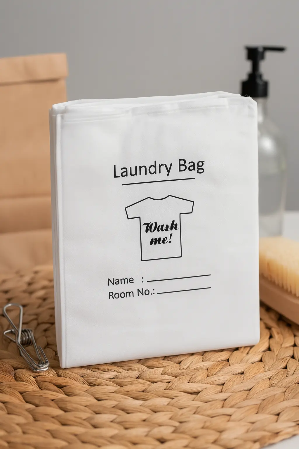 Disposable Laundry Bag - Non-Woven with String - Pack of 100 Disposable Laundry Bag - Non-Woven with String - Pack of 100