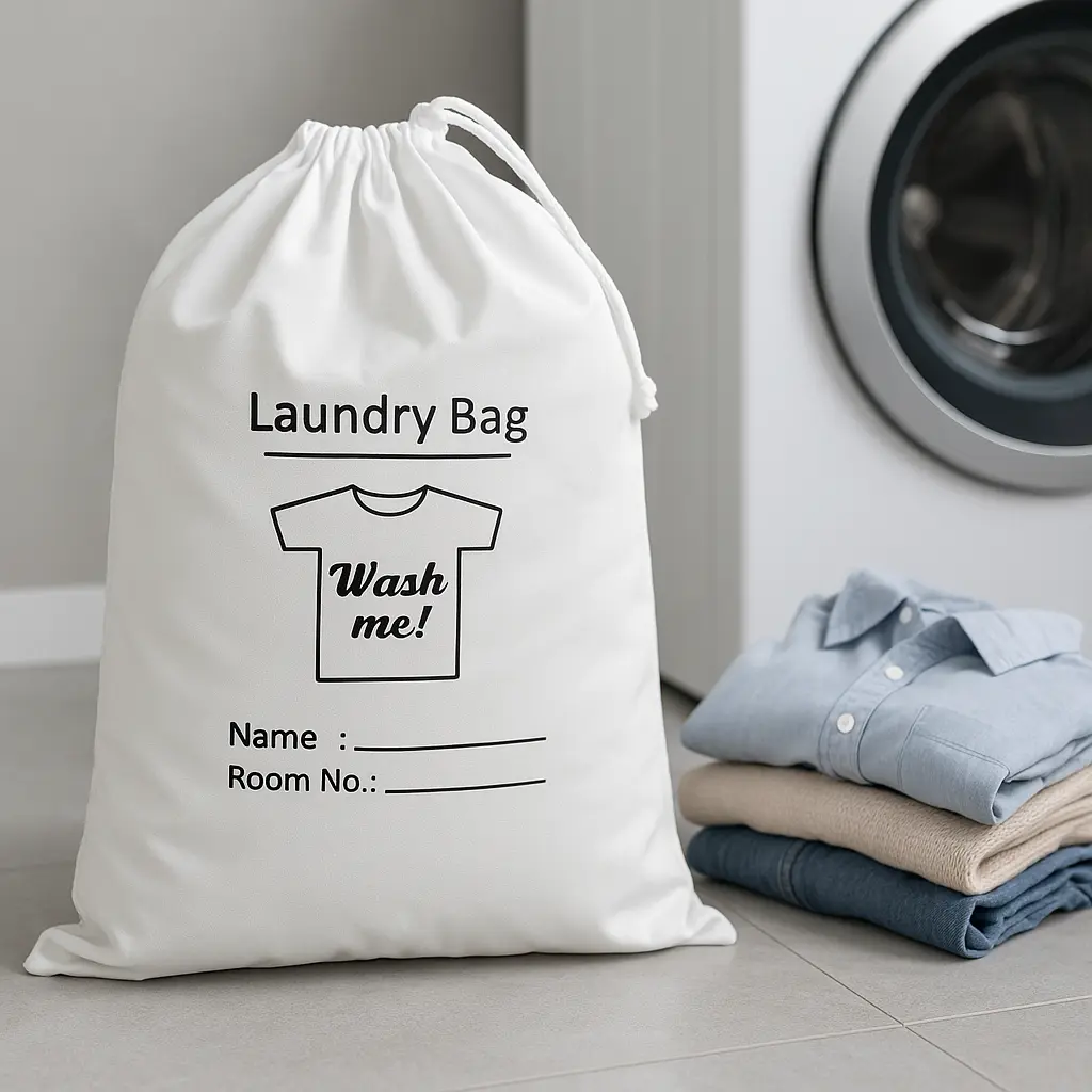 Disposable Laundry Bag - Non-Woven with String - Pack of 100 Disposable Laundry Bag - Non-Woven with String - Pack of 100