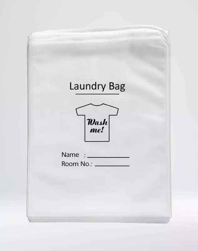 Disposable Laundry Bag - Non-Woven with String - Pack of 100 Disposable Laundry Bag - Non-Woven with String - Pack of 100
