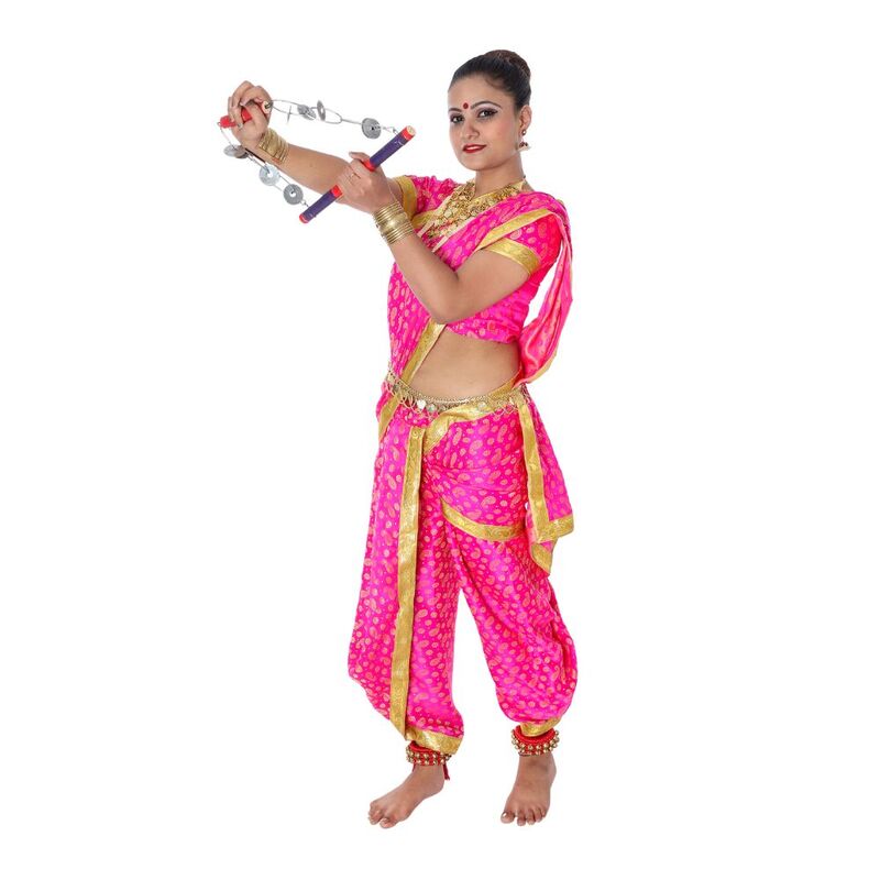 Lavani Saree Fancy Dress Costume Pink Lavani Saree Fancy Dress Costume Pink