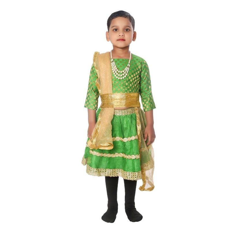 Lehenga Fancy Dress Costume Green & Golden Lehenga Fancy Dress Costume Green & Golden