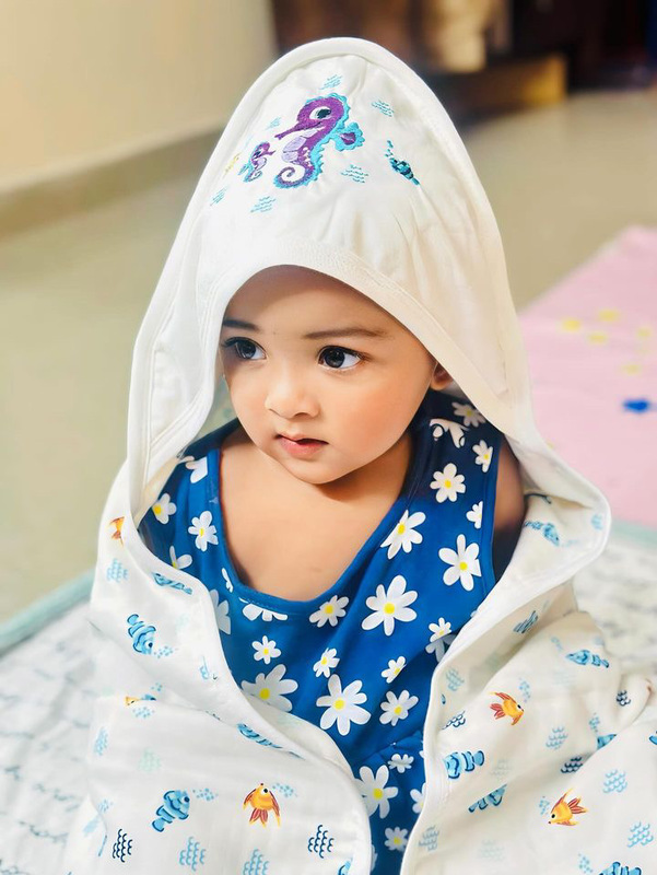 Muslin Cotton Hooded Baby Bath Towel