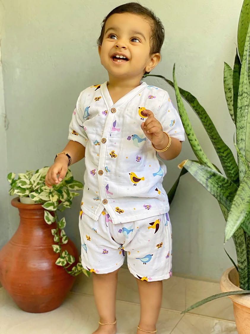 Muslin Cotton Short-Sleeve Set