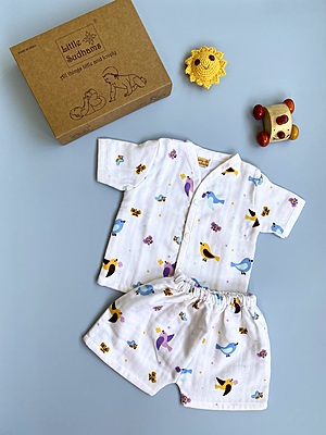 Muslin Cotton Short-Sleeve Set