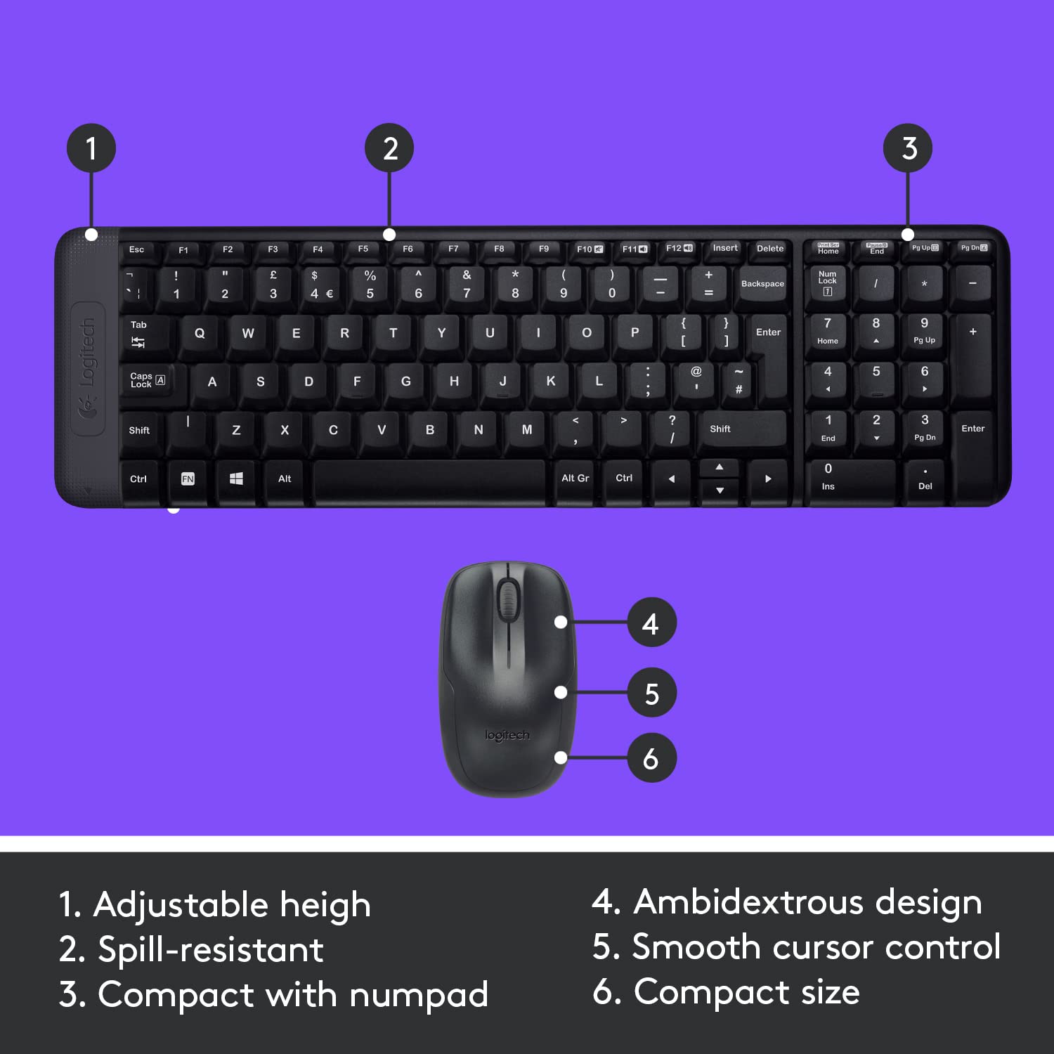 Logitech MK220 Wireless Keyboard and Mouse Combo for Windows, 2.4 GHz Wireless with Unifying USB-Receiver Logitech MK220 Wireless Keyboard and Mouse Combo for Windows, 2.4 GHz Wireless with Unifying USB-Receiver