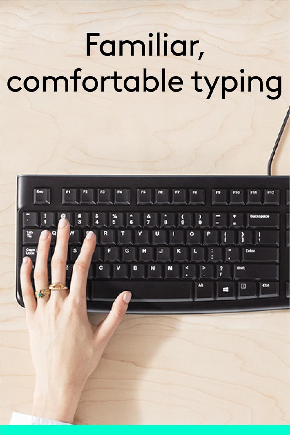 Logitech K120 Wired USB Keyboard – Full-Size, Plug & Play, Spill-Resistant, Durable Design (Black)