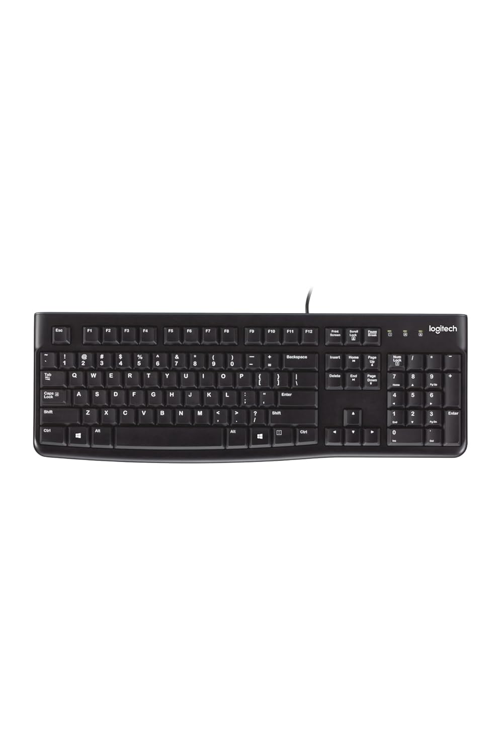 Logitech K120 Wired USB Keyboard – Full-Size, Plug & Play, Spill-Resistant, Durable Design (Black)