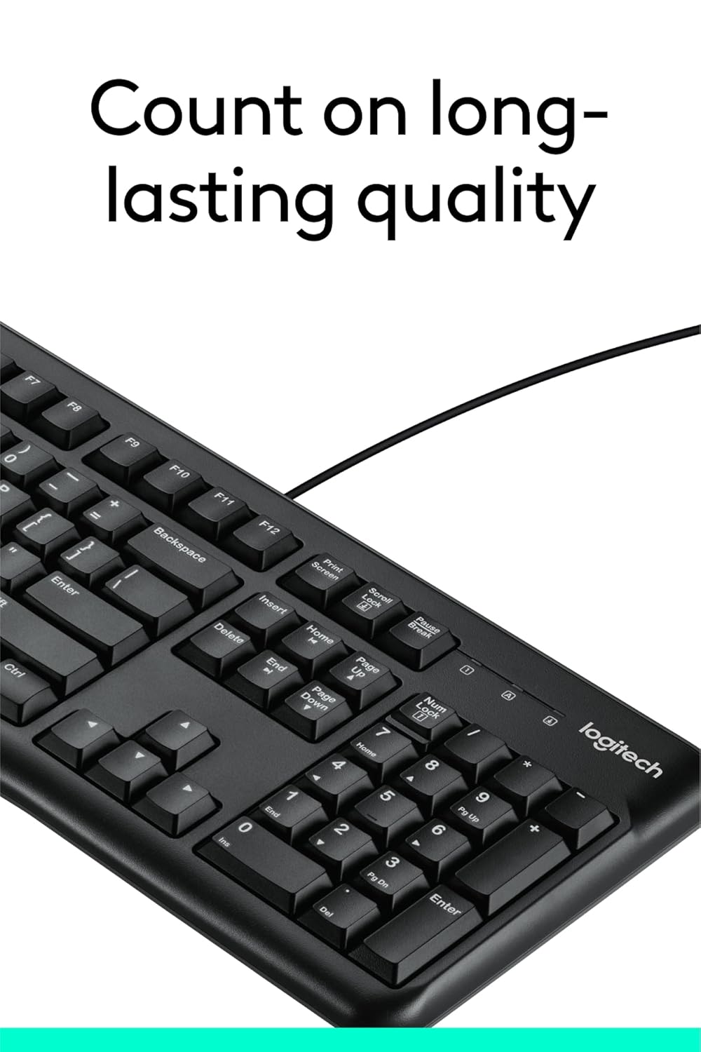 Logitech K120 Wired USB Keyboard – Full-Size, Plug & Play, Spill-Resistant, Durable Design (Black)