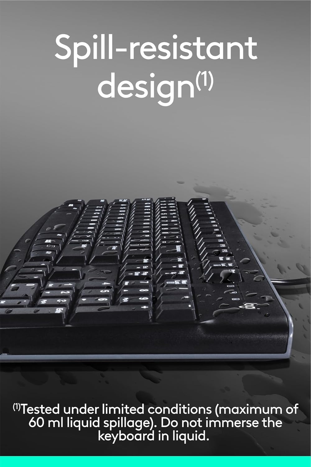 Logitech K120 Wired USB Keyboard – Full-Size, Plug & Play, Spill-Resistant, Durable Design (Black)