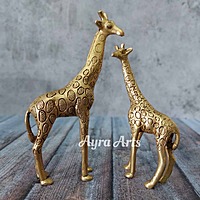Brass Giraffe Set of Two - 9 inch Height | Artistic Safari Decor Brass Giraffe Set of Two - 9 inch Height | Artistic Safari Decor