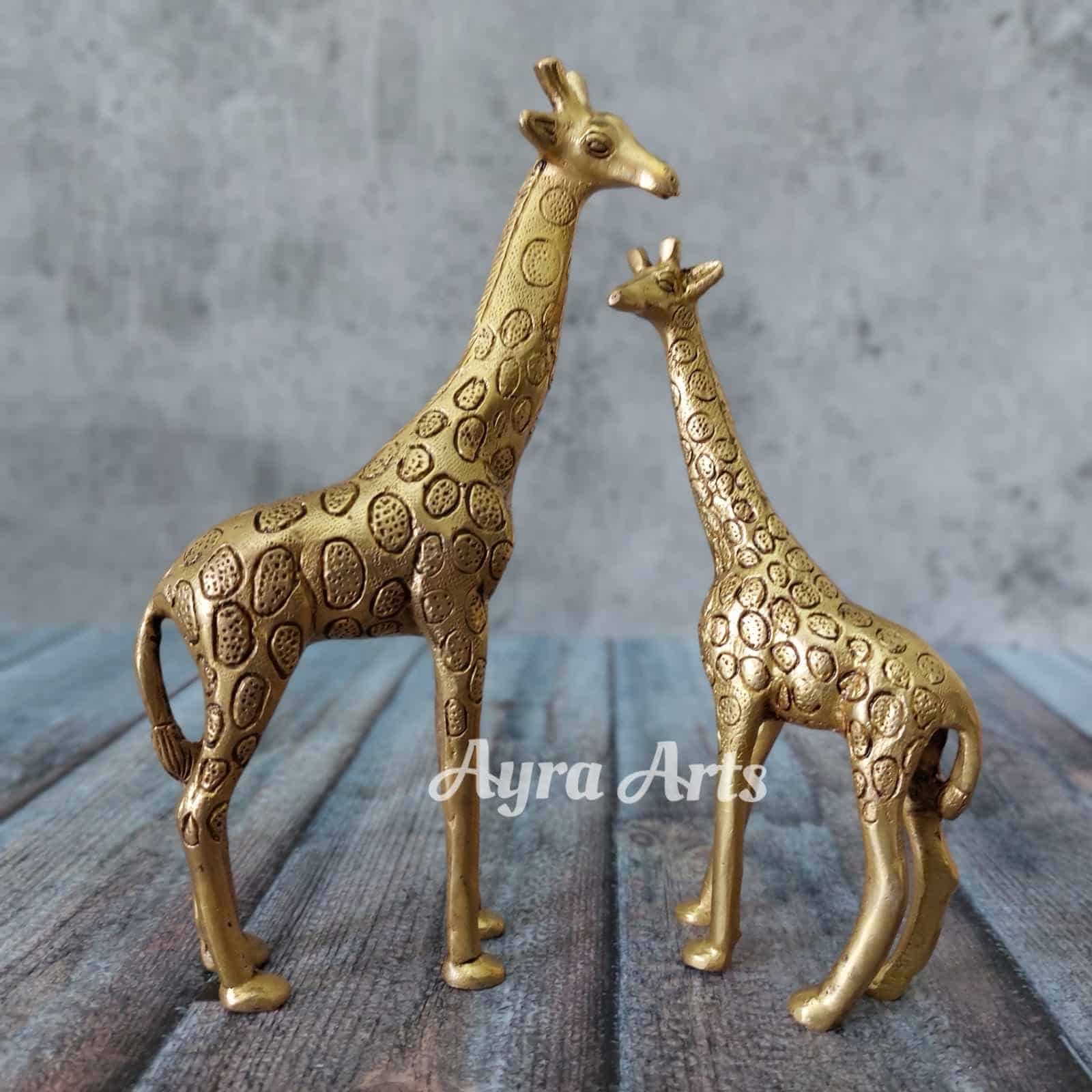 Brass Giraffe Set of Two - 9 inch Height | Artistic Safari Decor Brass Giraffe Set of Two - 9 inch Height | Artistic Safari Decor
