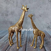 Brass Giraffe Set of Two - 9 inch Height | Artistic Safari Decor Brass Giraffe Set of Two - 9 inch Height | Artistic Safari Decor