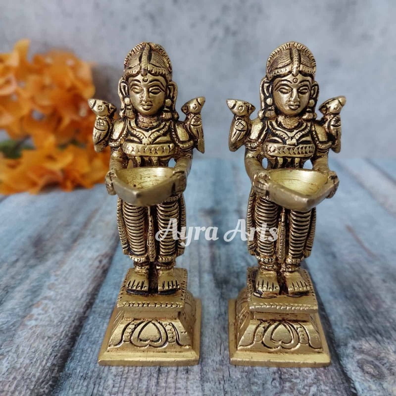 Brass Small Deep Lady - Pair - 4.3 inch Height | Graceful Illumination Brass Small Deep Lady - Pair - 4.3 inch Height | Graceful Illumination