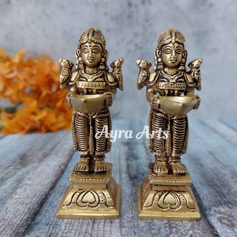 Brass Small Deep Lady - Pair - 4.3 inch Height | Graceful Illumination Brass Small Deep Lady - Pair - 4.3 inch Height | Graceful Illumination
