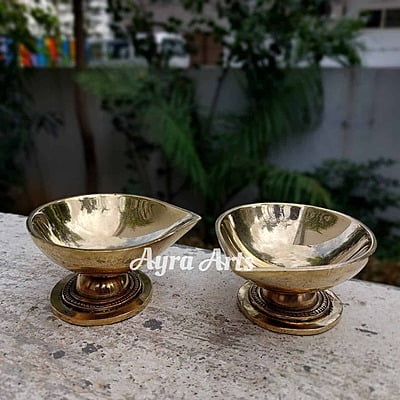 Brass Plain Deepak/Diya - Pair - 2 inch Height | Traditional Radiance