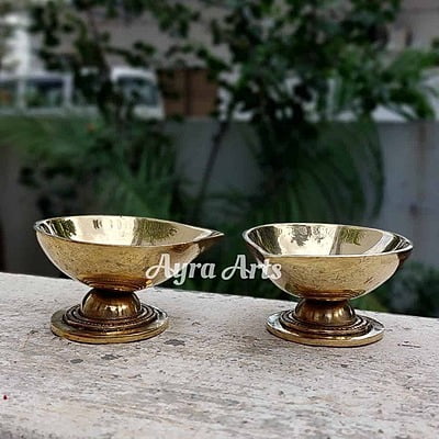 Brass Plain Deepak/Diya - Pair - 2 inch Height | Traditional Radiance