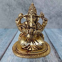Brass Ganesh Musical Set - 4 inch Height | Melodious Devotion