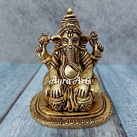 Brass Ganesh Musical Set - 4 inch Height | Melodious Devotion