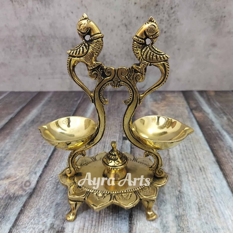 Brass Annapakshi Deepak - 6.8 inch Height | Divine Radiance Brass Annapakshi Deepak - 6.8 inch Height | Divine Radiance
