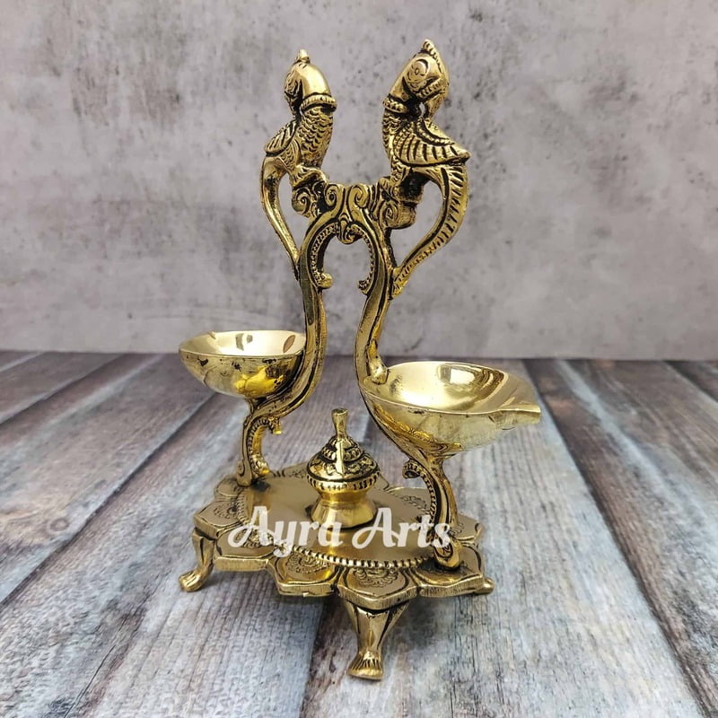 Brass Annapakshi Deepak - 6.8 inch Height | Divine Radiance Brass Annapakshi Deepak - 6.8 inch Height | Divine Radiance