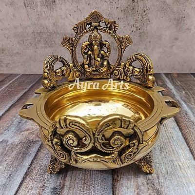Brass Ganesh Urli - 6.8 inch Height | Decorative Display Piece Brass Ganesh Urli - 6.8 inch Height | Decorative Display Piece