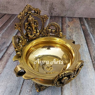 Brass Ganesh Urli - 6.8 inch Height | Decorative Display Piece Brass Ganesh Urli - 6.8 inch Height | Decorative Display Piece
