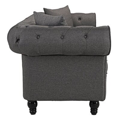 Vikinterio Linen Rolled Arm Chesterfield Sofa Vikinterio Linen Rolled Arm Chesterfield Sofa